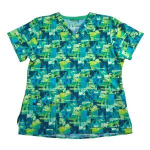 Carhartt Force L Scrub Top Watercolor Print Moisture Wicking Medical.